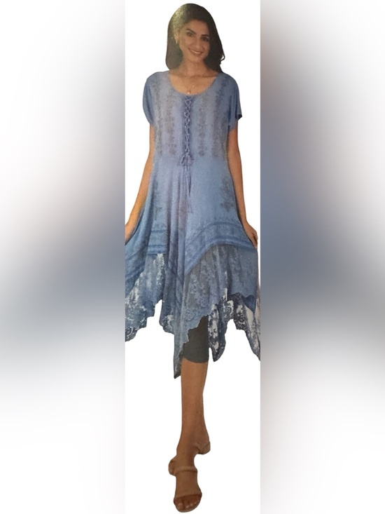 Sacred Threads Dresses & Skirts - L/XL.   NWT.  Embroidered Blue Woman’s Dress.   CLGR09.